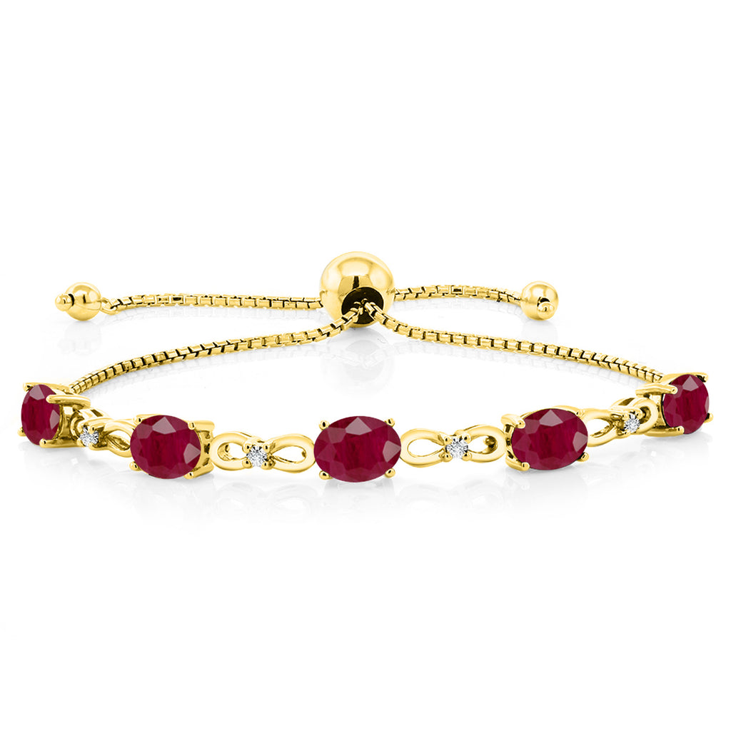 Ruby - July_Bracelet in 925 Yellow Gold Plated Silver