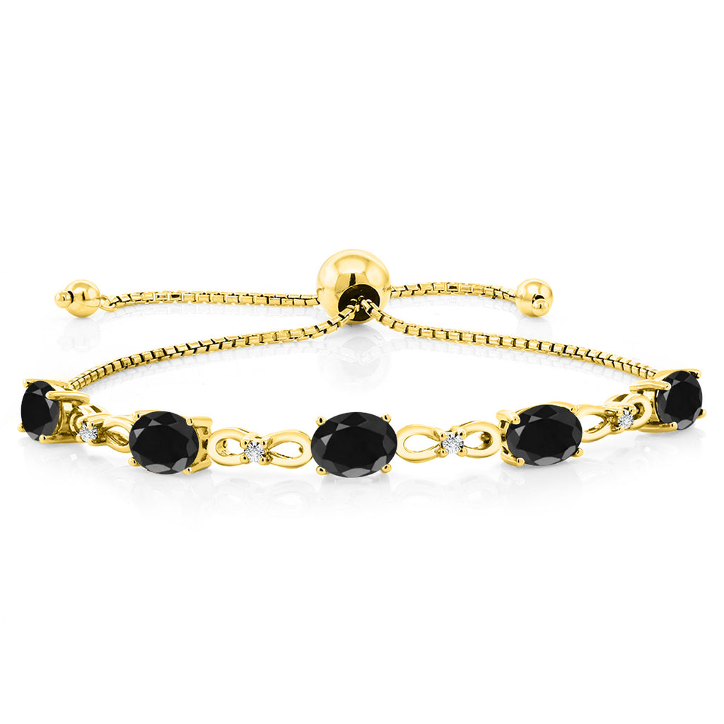 Black Sapphire - September_Bracelet in 925 Yellow Gold Plated Silver