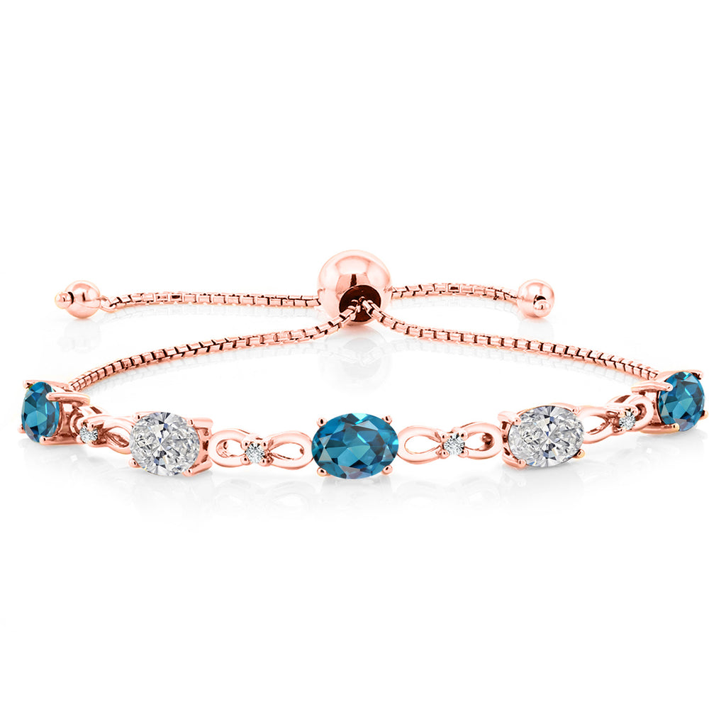 London Blue Topaz - November_Bracelet in 925 Rose Gold Plated Silver