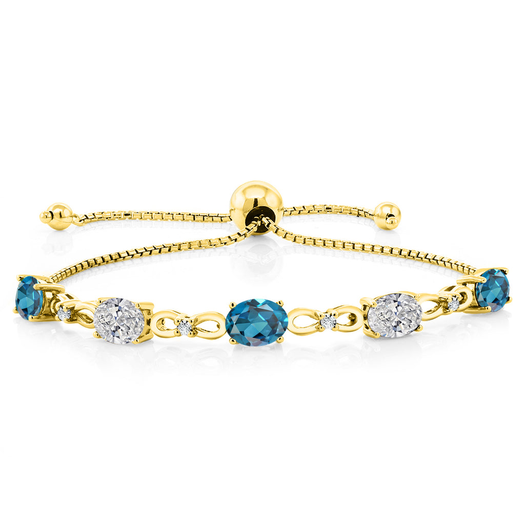 London Blue Topaz - November_Bracelet in 925 Yellow Gold Plated Silver