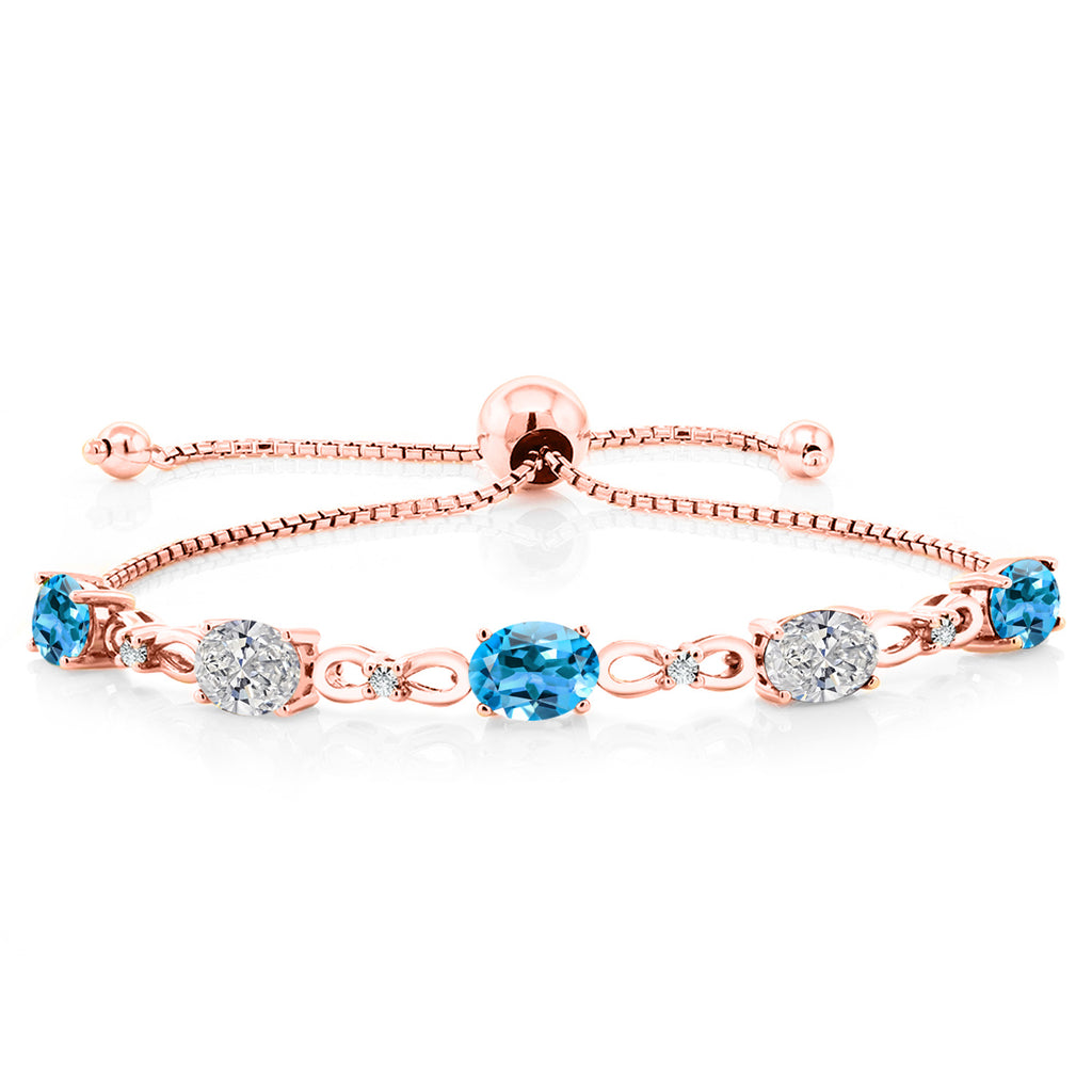 Swiss Blue Topaz - November_Bracelet in 925 Rose Gold Plated Silver