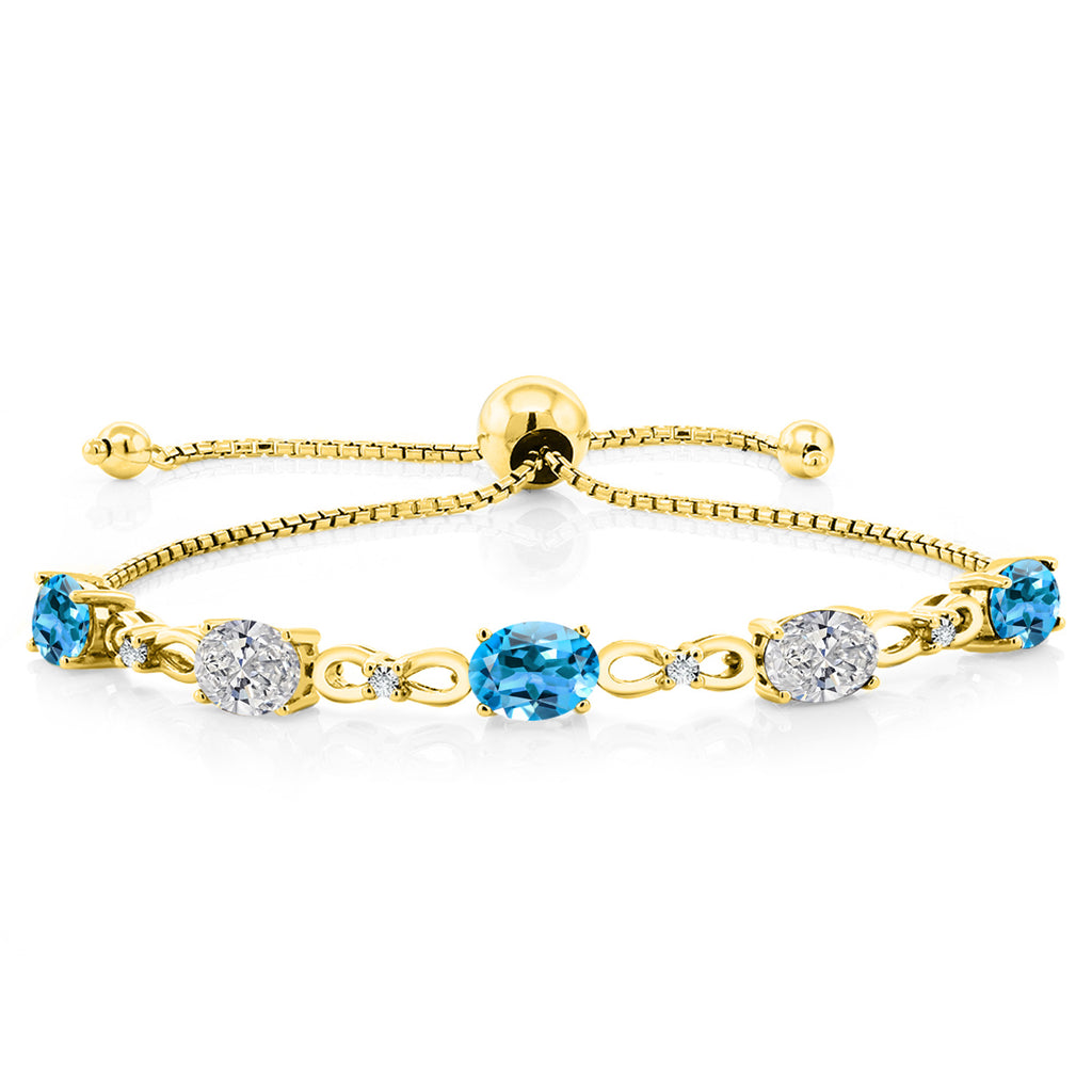Swiss Blue Topaz - November_Bracelet in 925 Yellow Gold Plated Silver