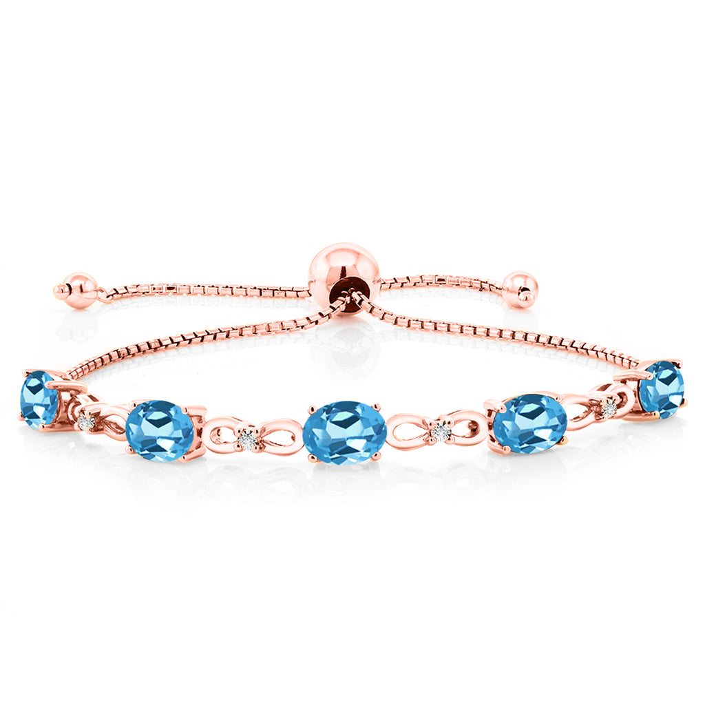 Swiss Blue Topaz - November_Bracelet in 925 Rose Gold Plated Silver