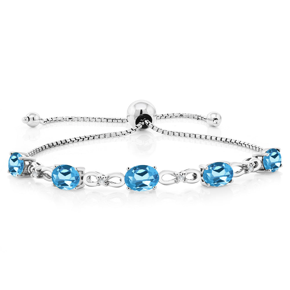 Swiss Blue Topaz - November_Bracelet in 925 Sterling Silver