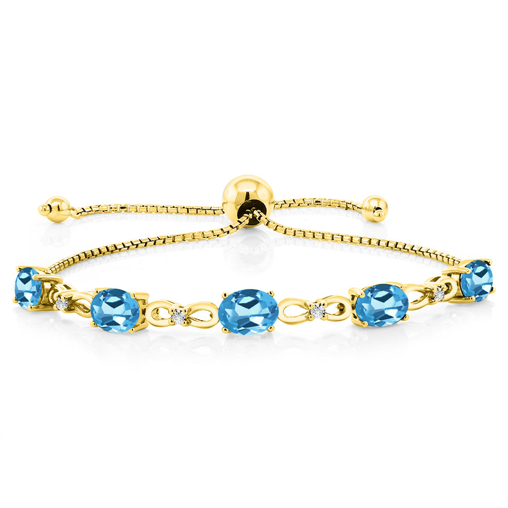 Swiss Blue Topaz - November_Bracelet in 925 Yellow Gold Plated Silver