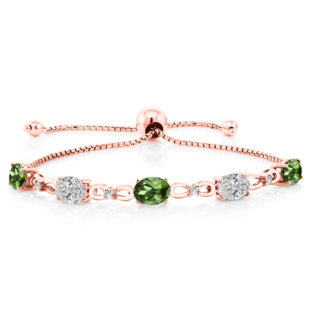 Green Tourmaline - October_Bracelet in 925 Rose Gold Plated Silver