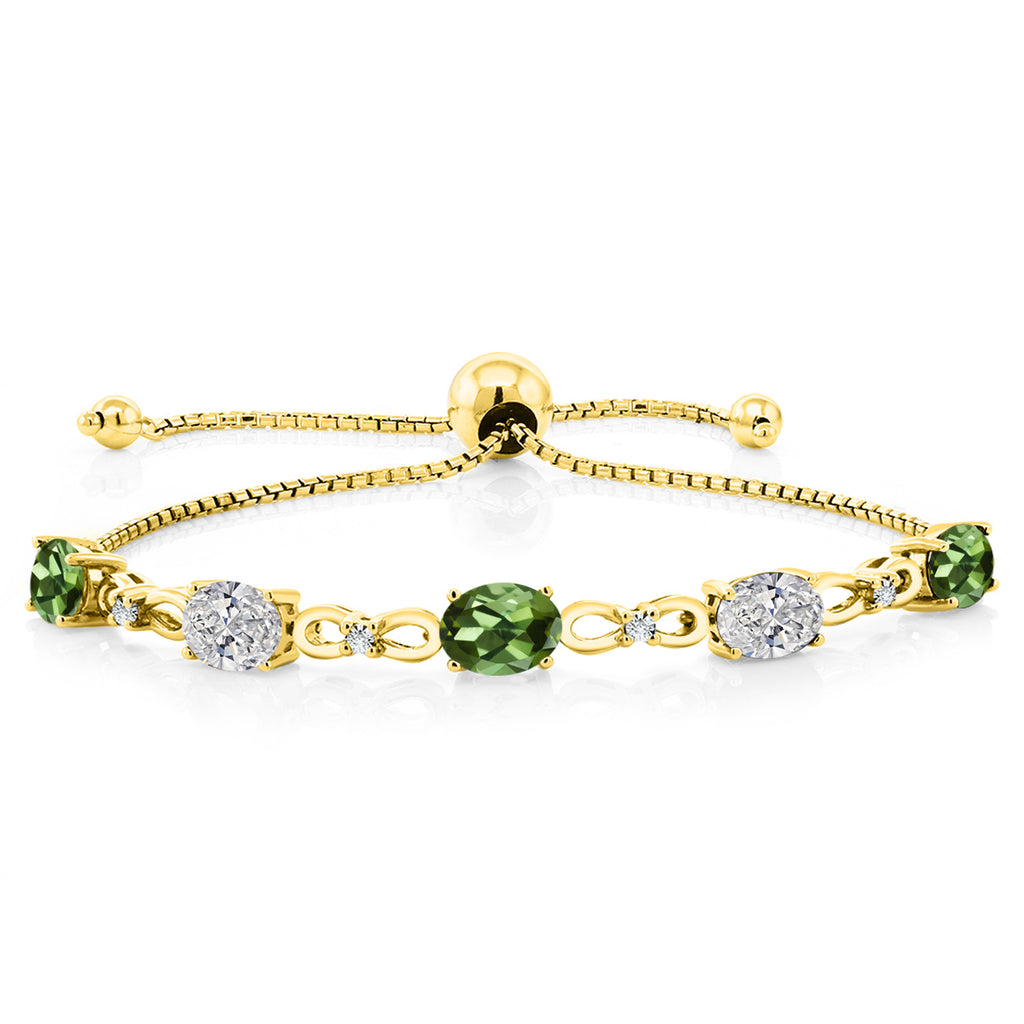 Green Tourmaline - October_Bracelet in 925 Yellow Gold Plated Silver