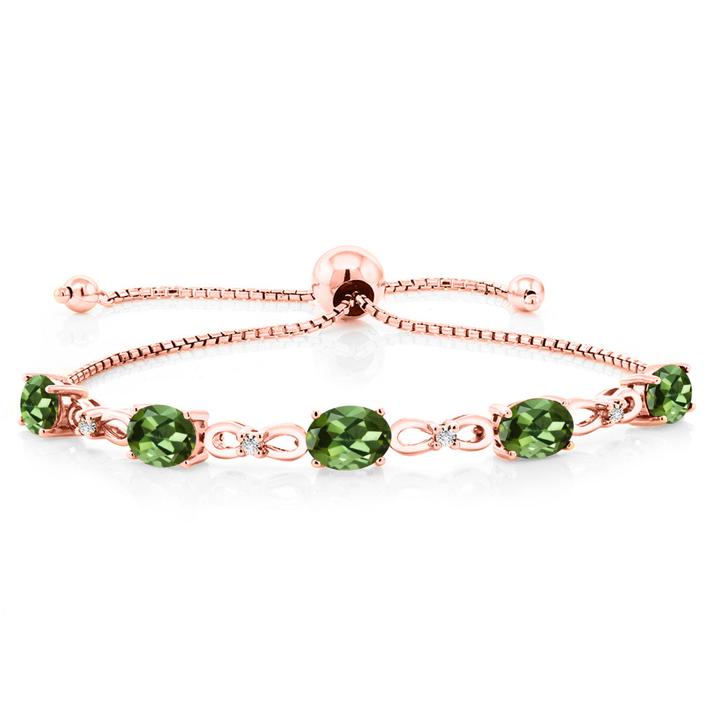 Green Tourmaline - October_Bracelet in 925 Rose Gold Plated Silver