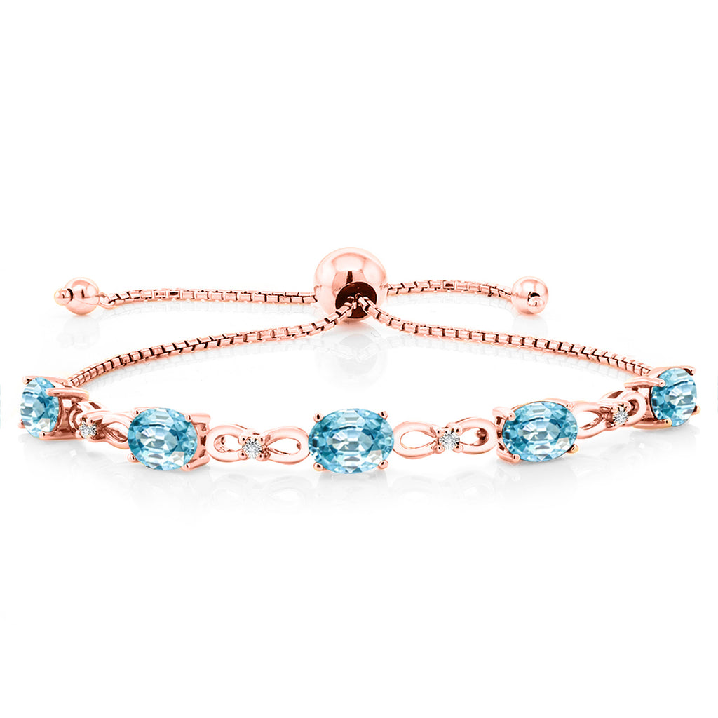 Blue Zircon_Bracelet in 925 Rose Gold Plated Silver