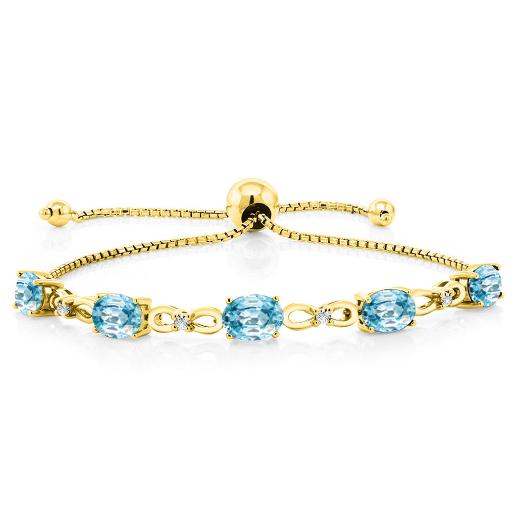 Blue Zircon_Bracelet in 925 Yellow Gold Plated Silver
