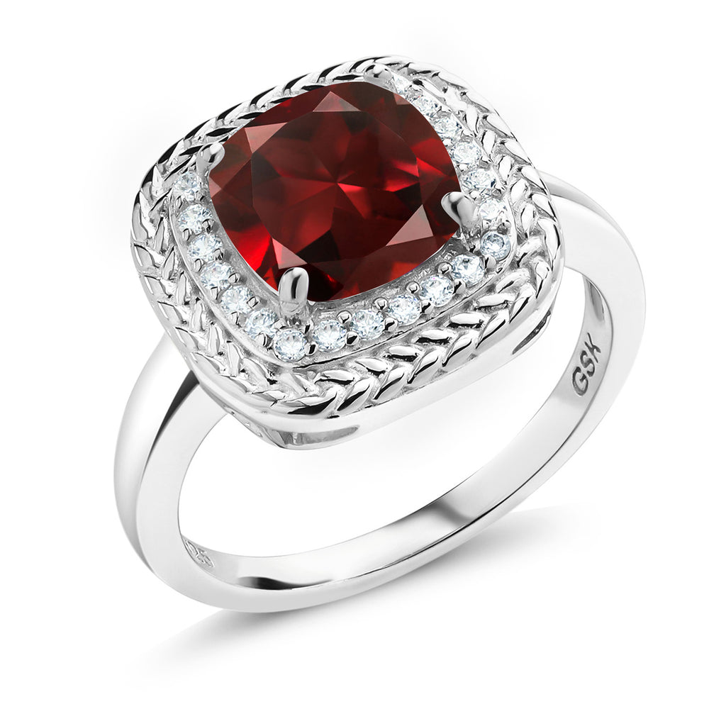Garnet - January_8_Ring in 925 Sterling Silver