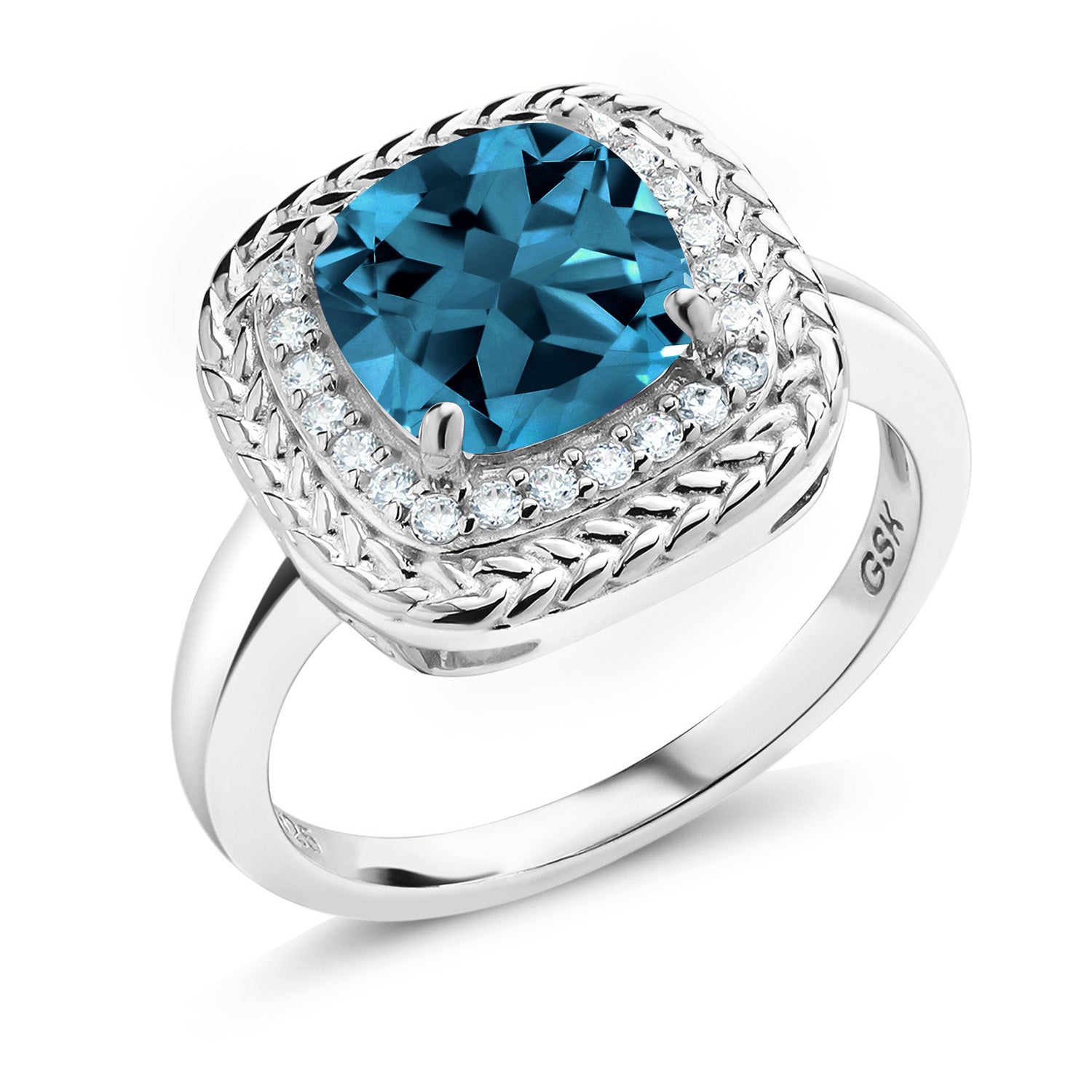 London Blue Topaz - November_8_Ring in 925 Sterling Silver