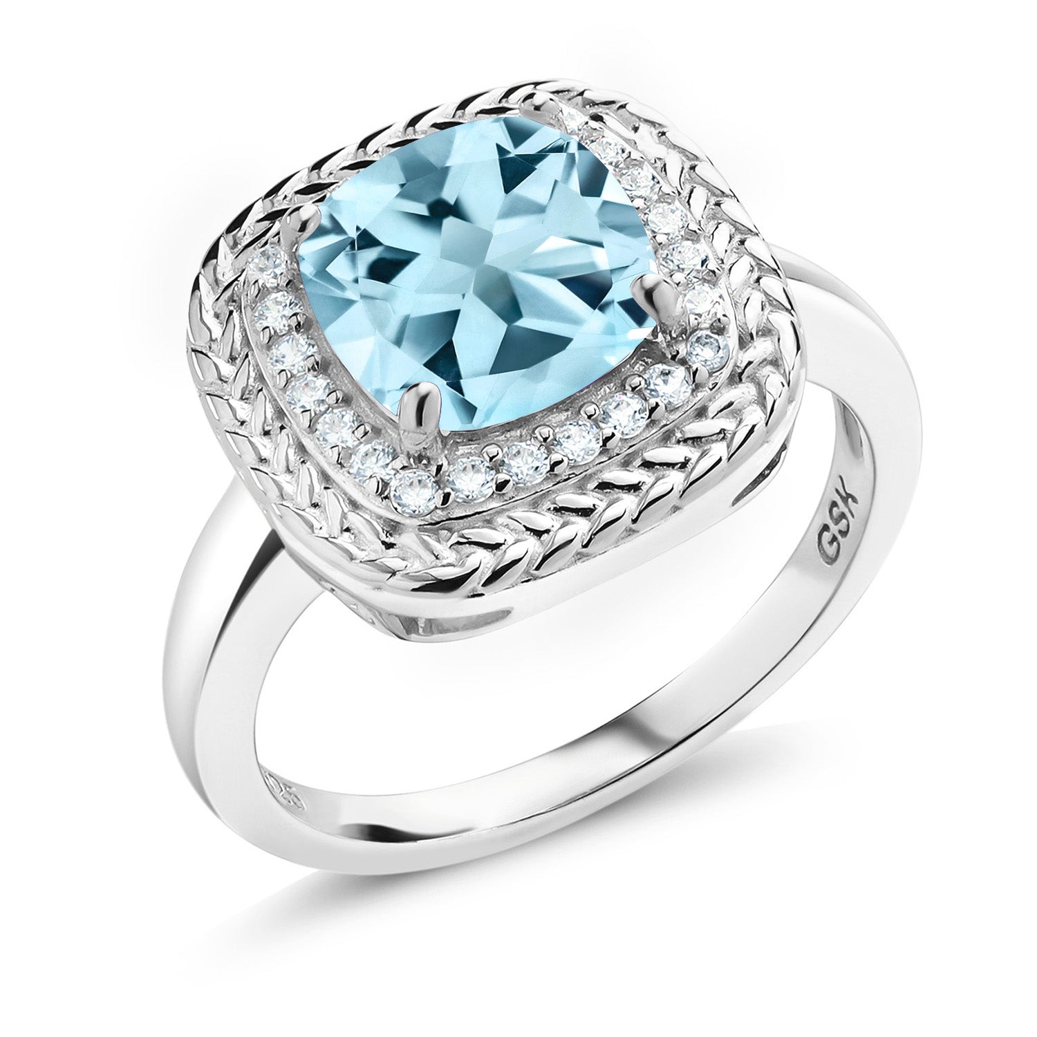 Sky Blue Topaz - November_8_Ring in 925 Sterling Silver