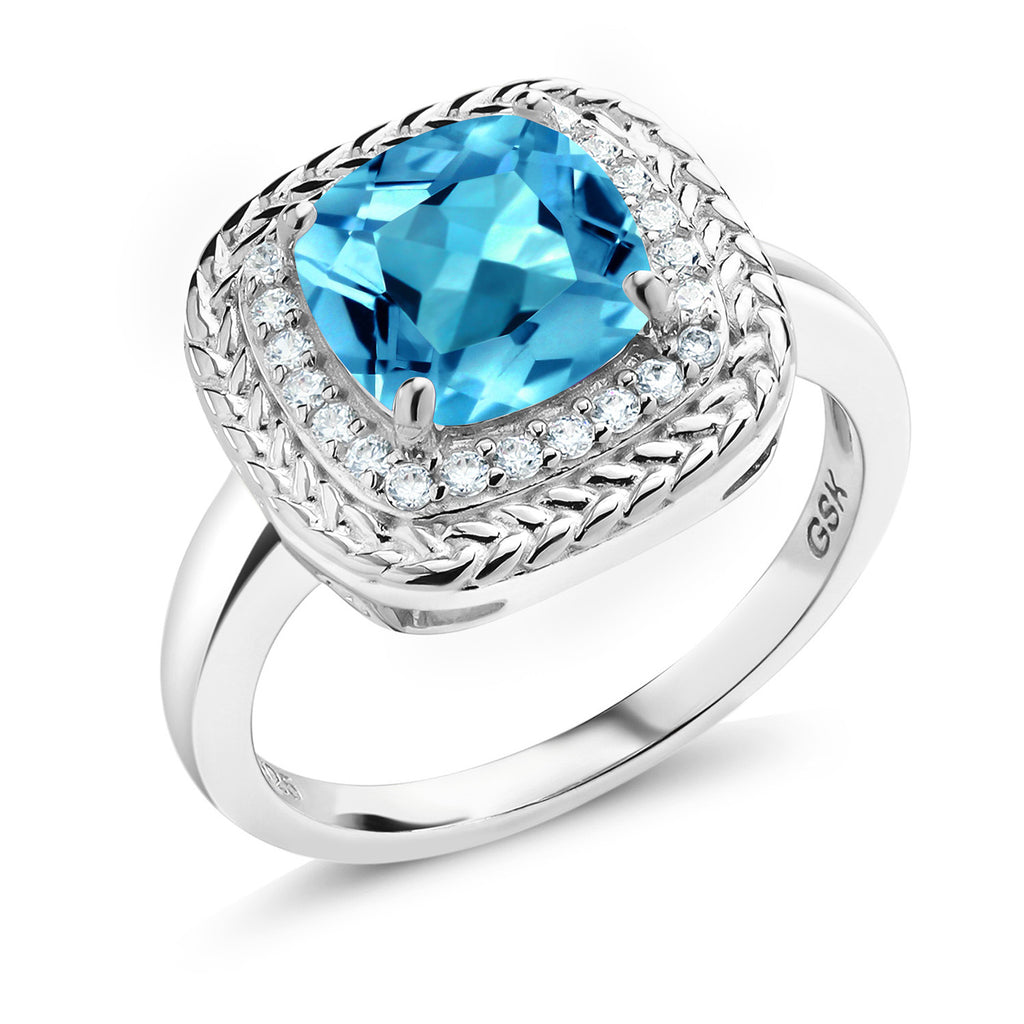 Swiss Blue Topaz - November_9_Ring in 925 Sterling Silver