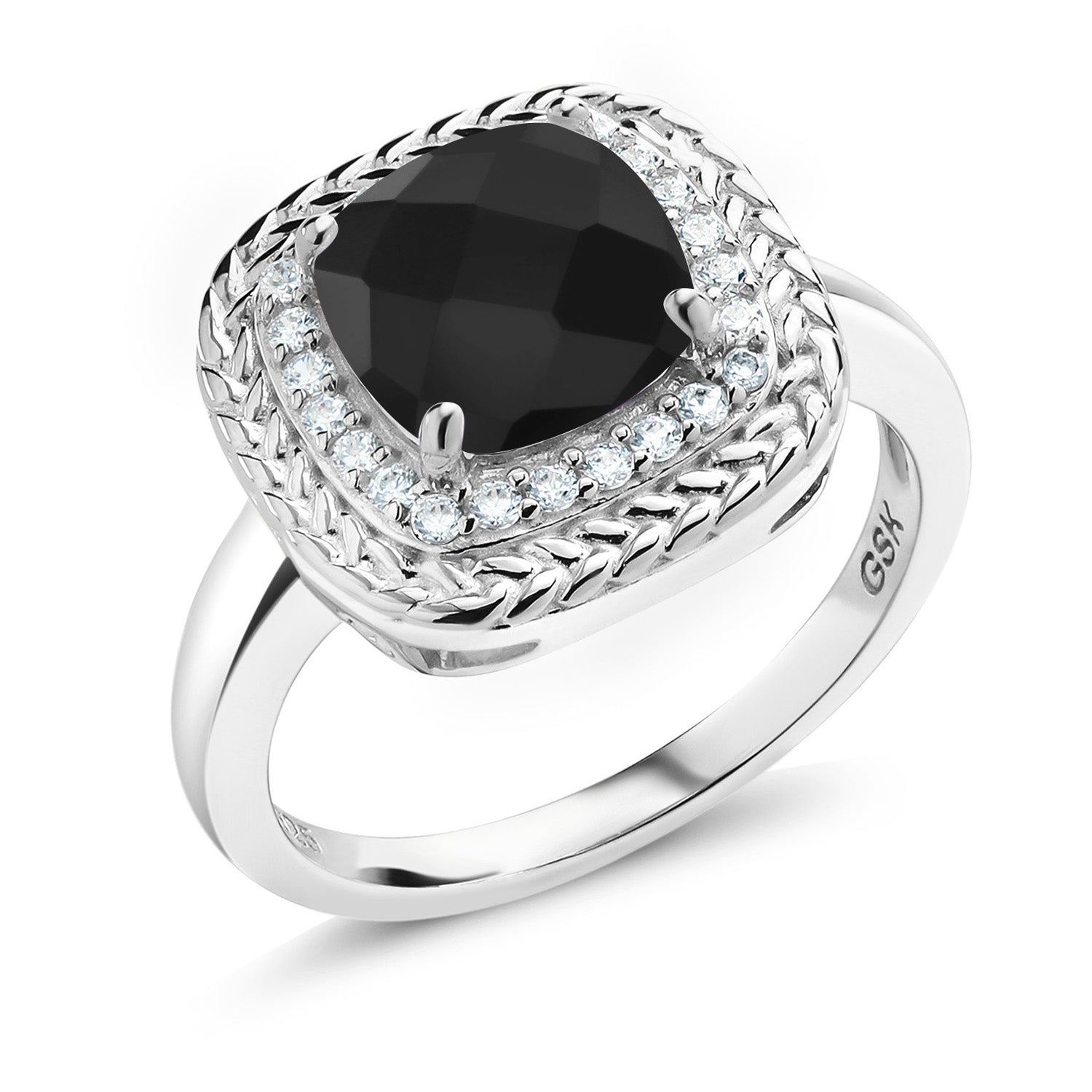 Onyx-Checkerboard - December_7_Ring in 925 Sterling Silver
