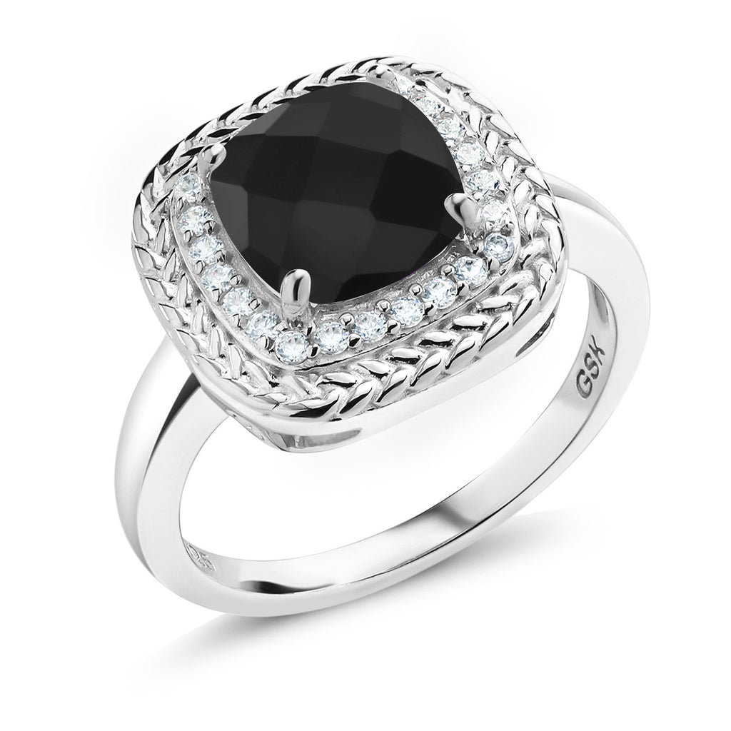 Onyx-Checkerboard - December_6_Ring in 925 Sterling Silver