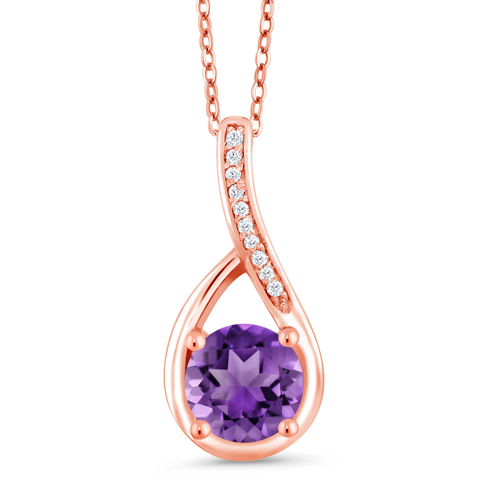 Amethyst - February_Rose Gold Plated Silver_Pendant in Rose Gold Plated Silver