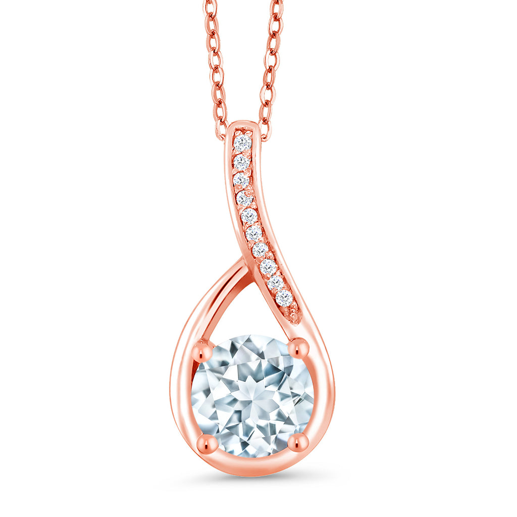 Aquamarine - March_Rose Gold Plated Silver_Pendant in Rose Gold Plated Silver