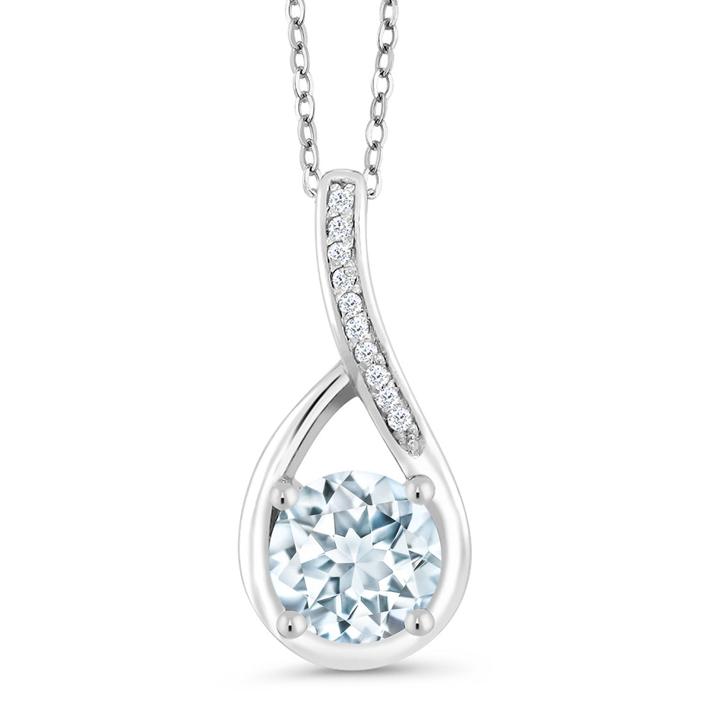 Aquamarine - March_Sterling Silver_Pendant in Sterling Silver