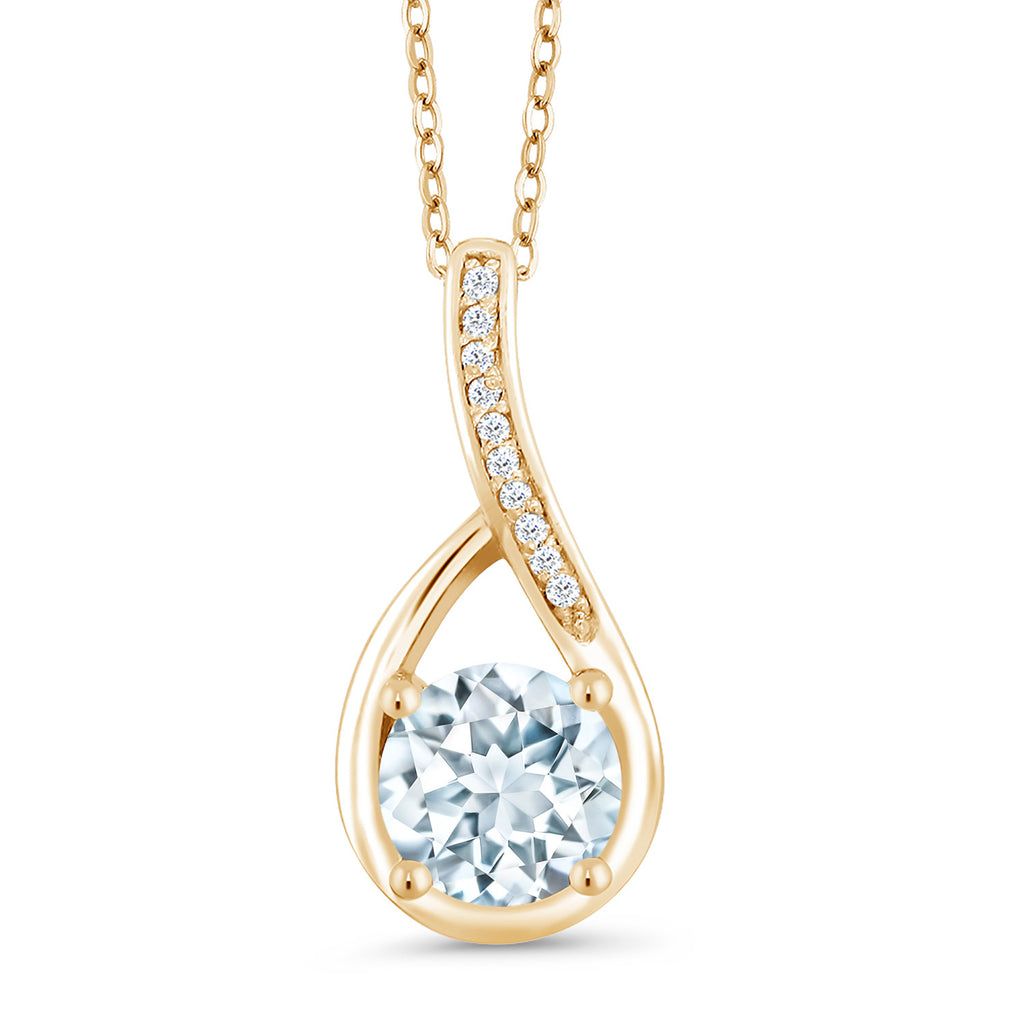 Aquamarine - March_Yellow Gold Plated Silver_Pendant in Yellow Gold Plated Silver