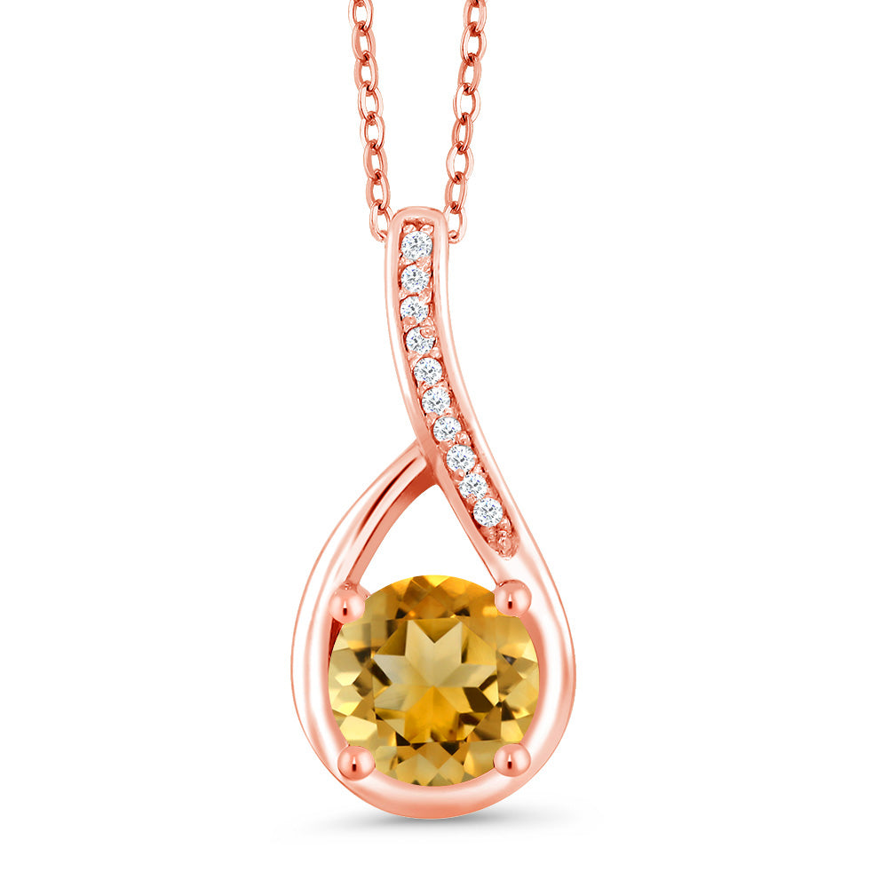 Citrine - November_Rose Gold Plated Silver_Pendant in Rose Gold Plated Silver