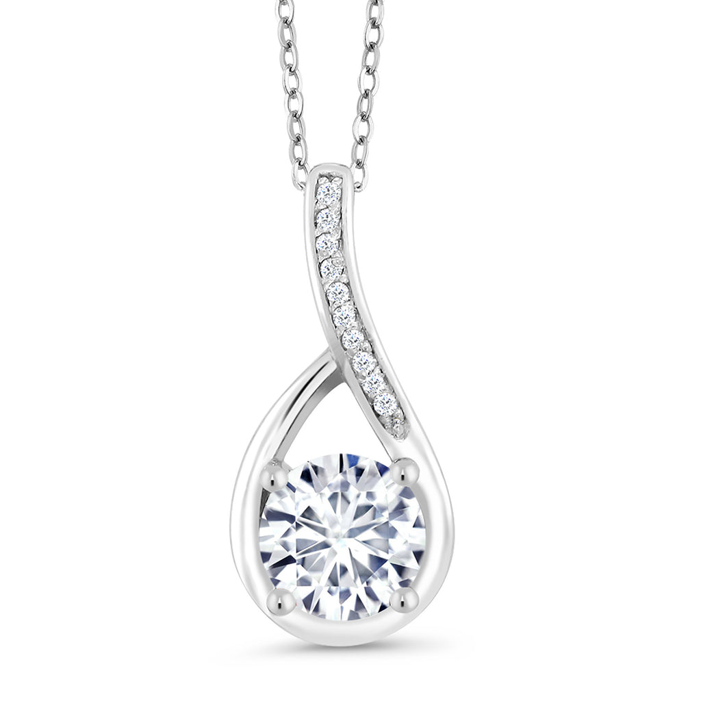 Gem Stone King 925 Silver Moissanite and Diamond Infinity Pendant Necklace For Women | 0.87 Cttw | Gemstone Birthstone | Round 6MM | with 18 Inch Chain | Available in 18K Rose Gold and 18K Yellow Gold Plated Silver