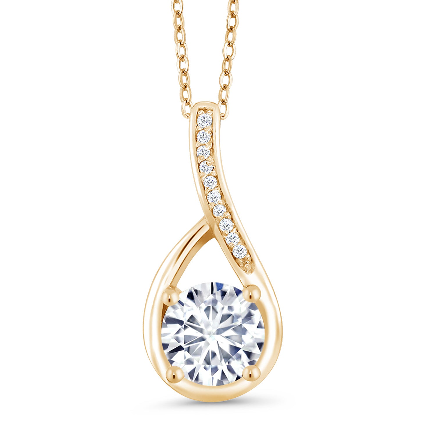 White Moissanite - April_Yellow Gold Plated Silver