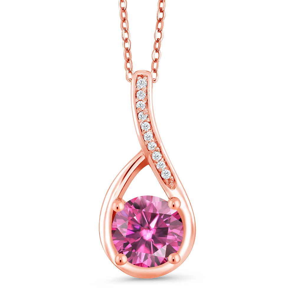 Pink Moissanite - April_Rose Gold Plated Silver_Pendant in Rose Gold Plated Silver