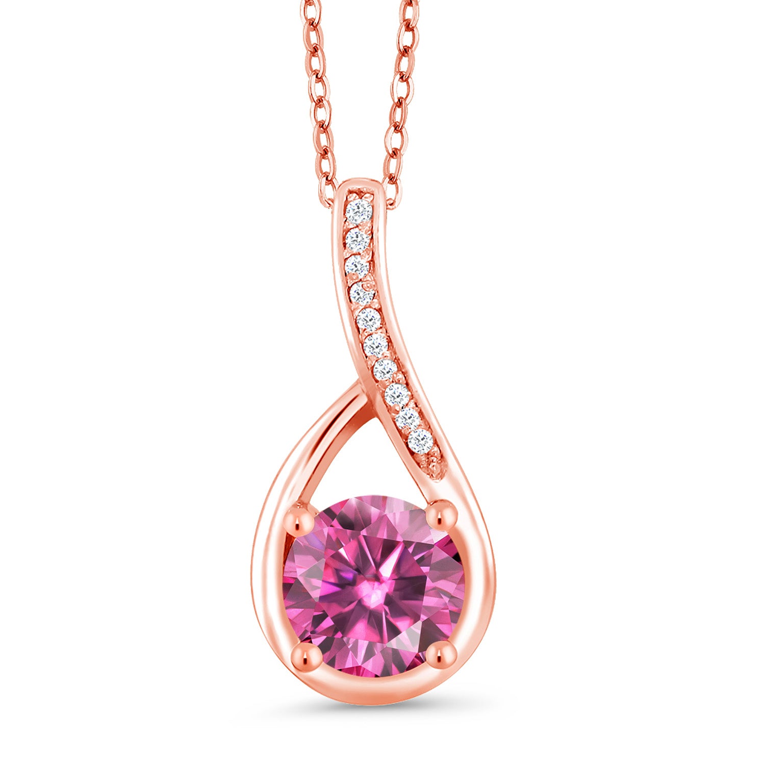 Pink Moissanite - April_Rose Gold Plated Silver