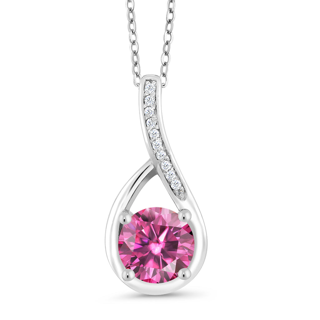 Pink Moissanite - April_Sterling Silver_Pendant in Sterling Silver