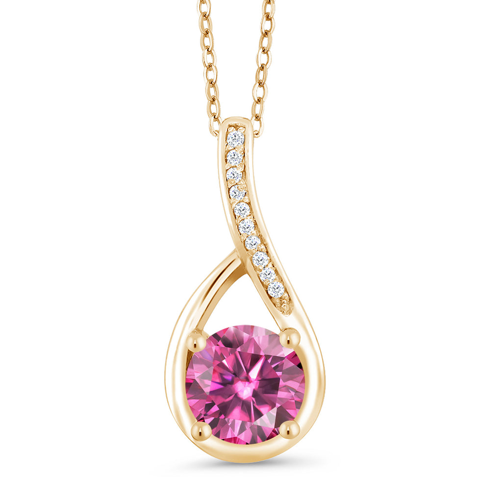 Pink Moissanite - April_Yellow Gold Plated Silver_Pendant in Yellow Gold Plated Silver