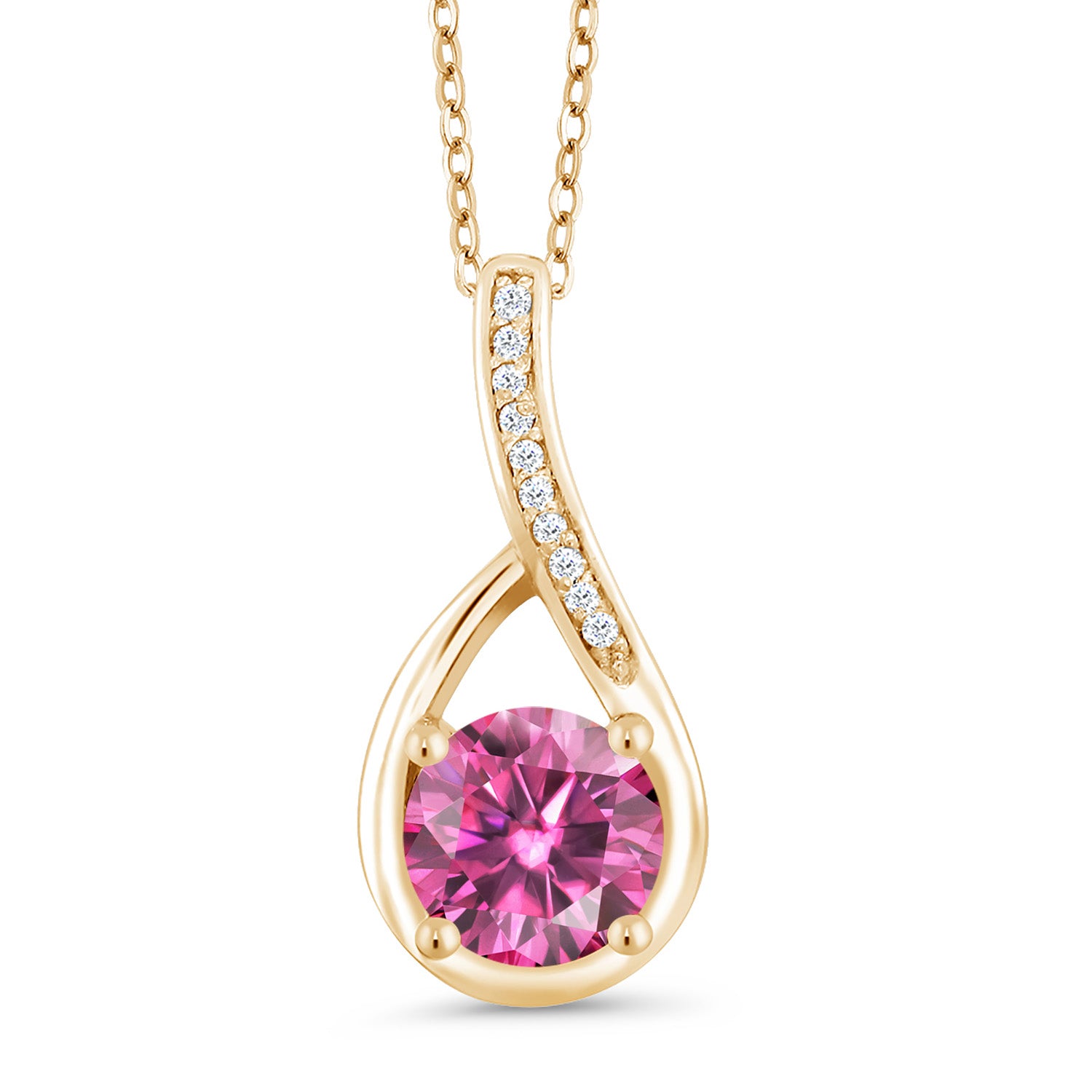 Pink Moissanite - April_Yellow Gold Plated Silver