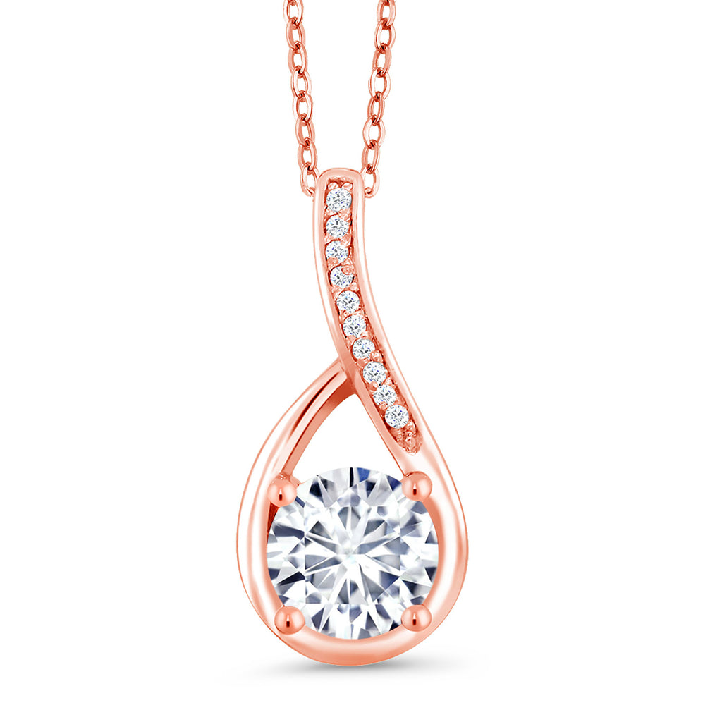 White Moissanite - April_Rose Gold Plated Silver_Pendant in Rose Gold Plated Silver