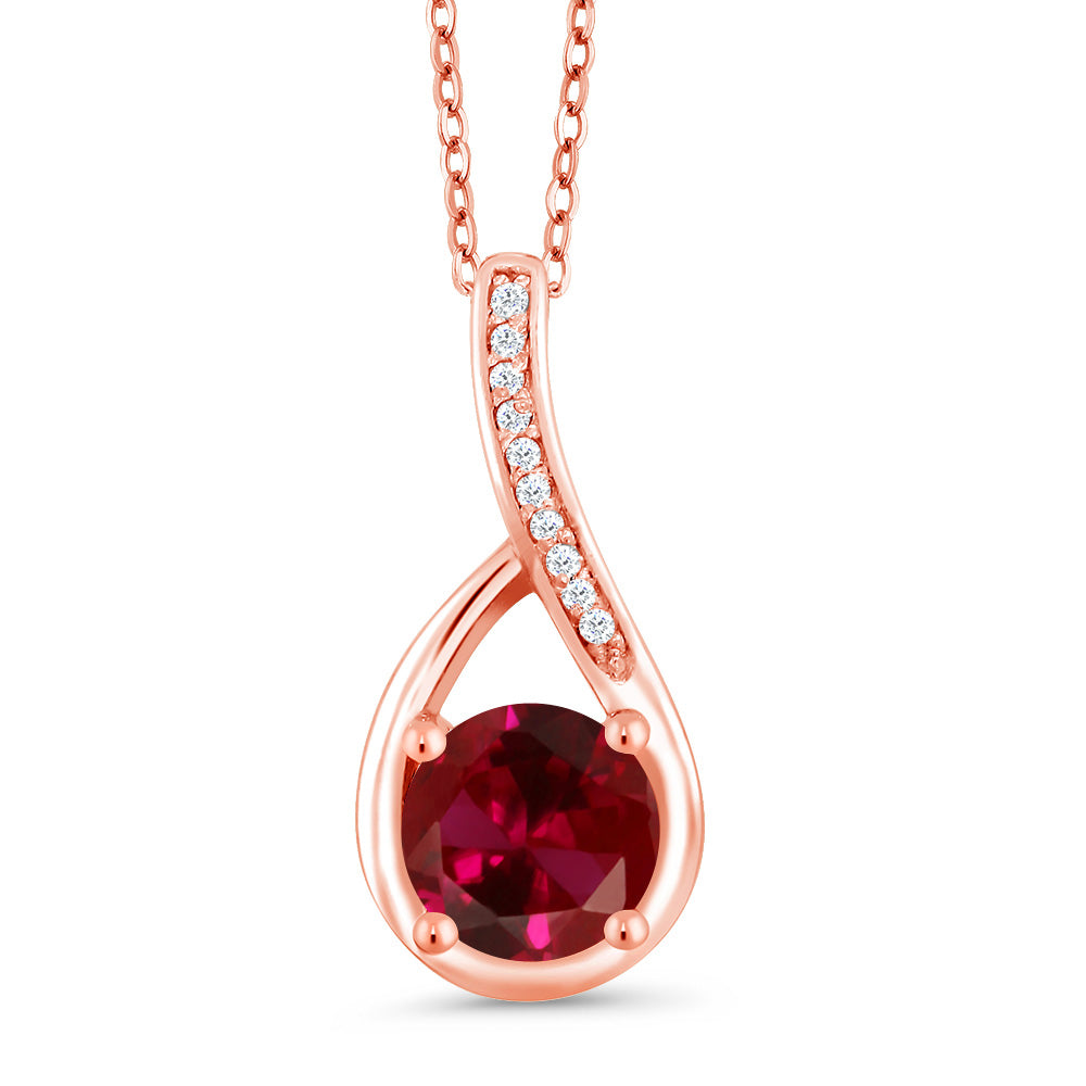 Created Ruby - July_Rose Gold Plated Silver_Pendant in Rose Gold Plated Silver
