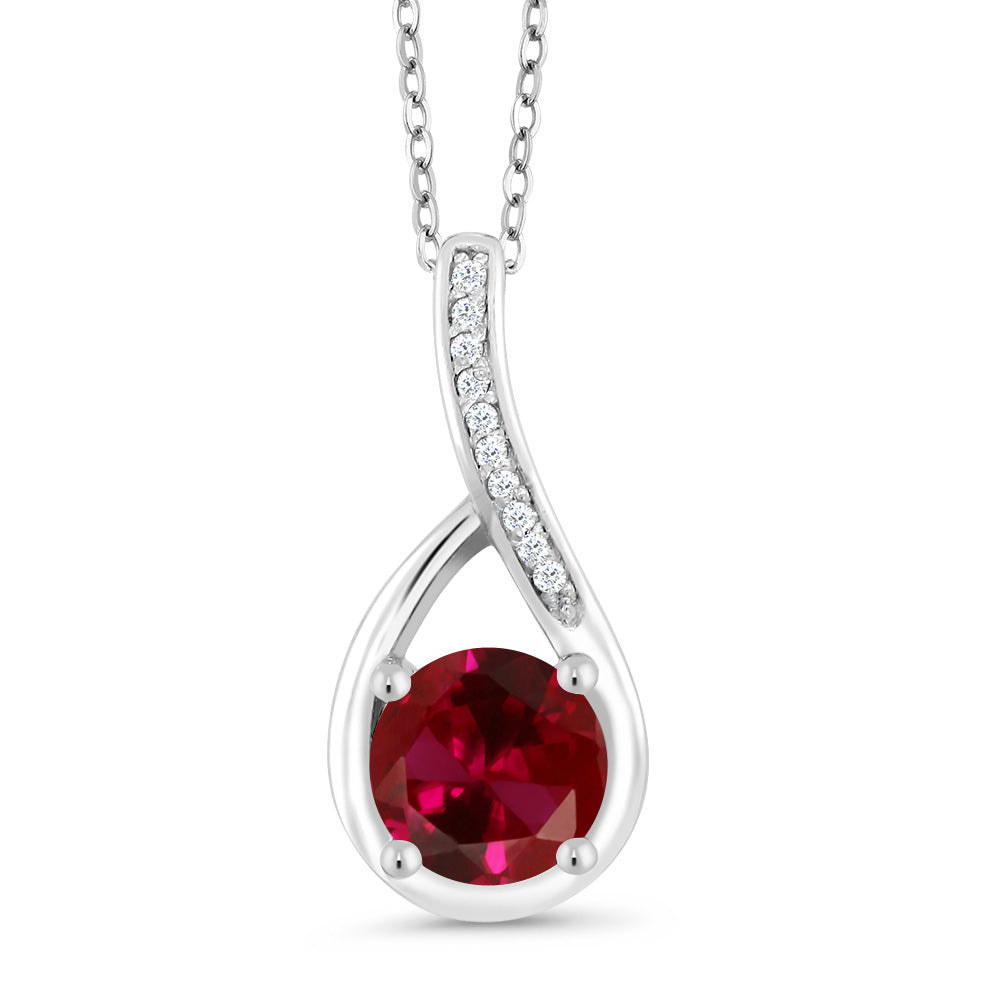 Created Ruby - July_Sterling Silver_Pendant in Sterling Silver