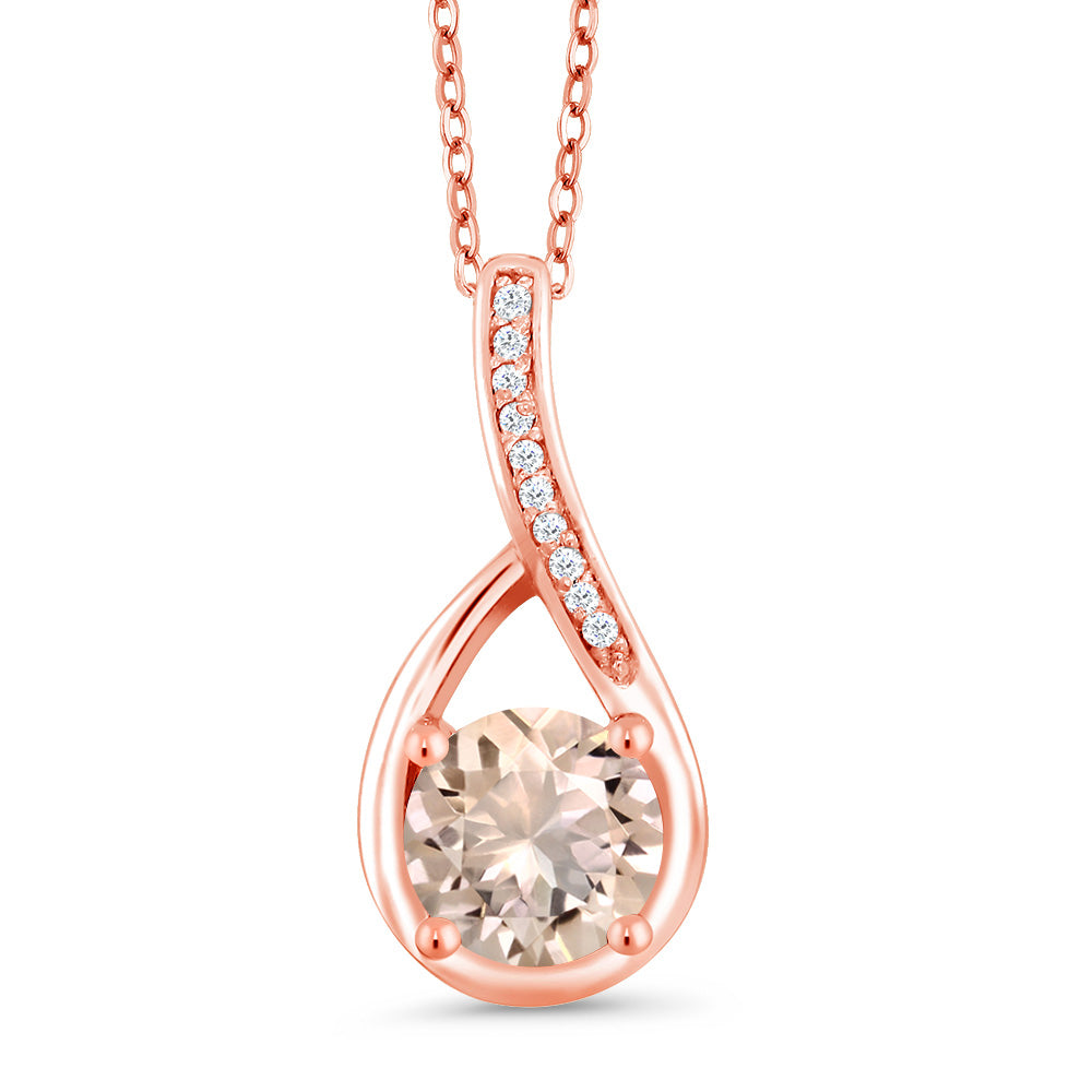 Morganite - October_Rose Gold Plated Silver_Pendant in Rose Gold Plated Silver