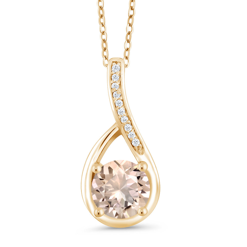 Morganite - October_Yellow Gold Plated Silver_Pendant in Yellow Gold Plated Silver