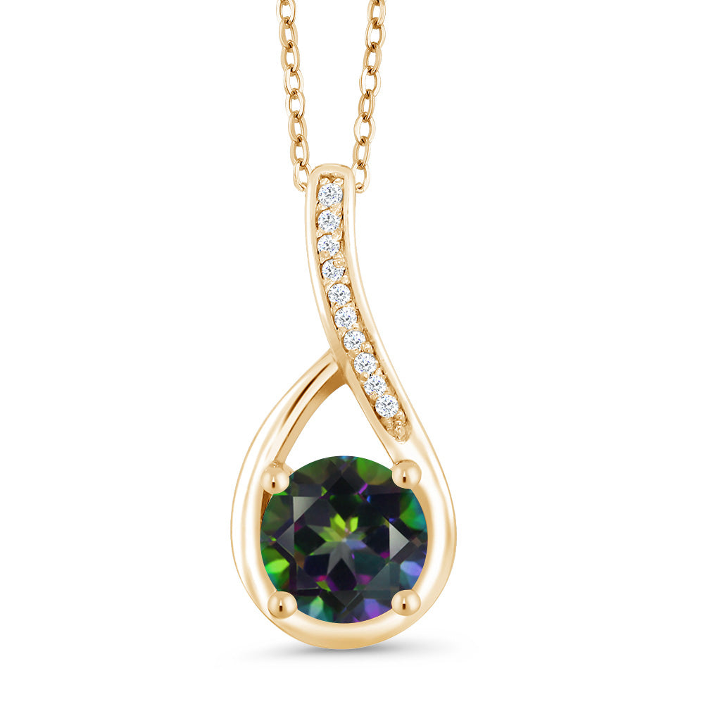 Green Mystic Topaz_Yellow Gold Plated Silver_Pendant in Yellow Gold Plated Silver