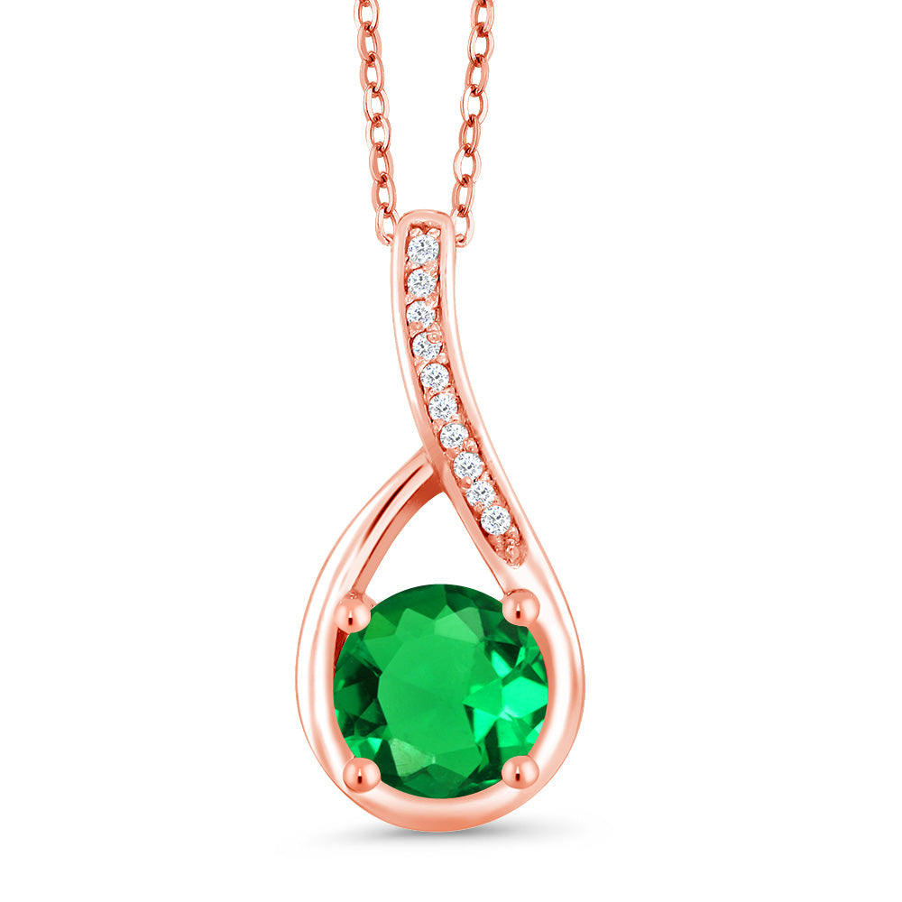 Nano Emerald - May_Rose Gold Plated Silver_Pendant in Rose Gold Plated Silver