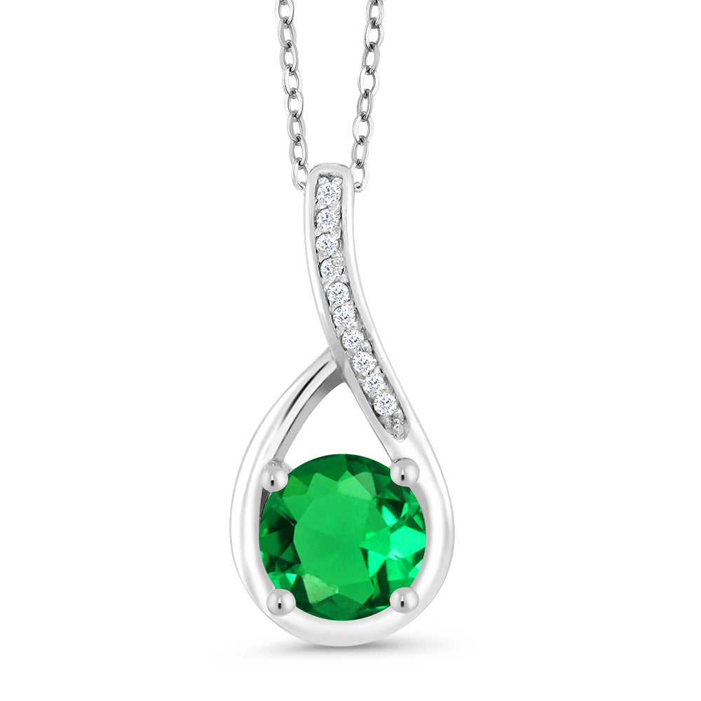 Nano Emerald - May_Sterling Silver_Pendant in Sterling Silver