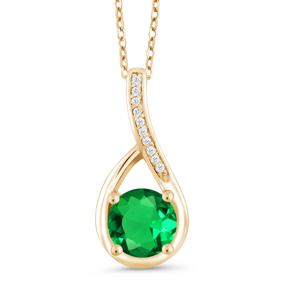 Nano Emerald - May_Yellow Gold Plated Silver_Pendant in Yellow Gold Plated Silver