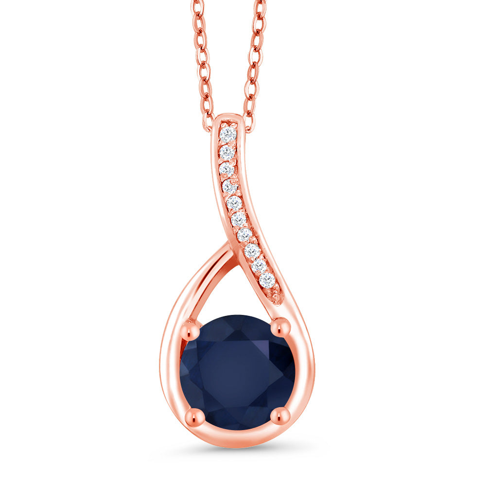 Blue Sapphire - September_Rose Gold Plated Silver_Pendant in Rose Gold Plated Silver