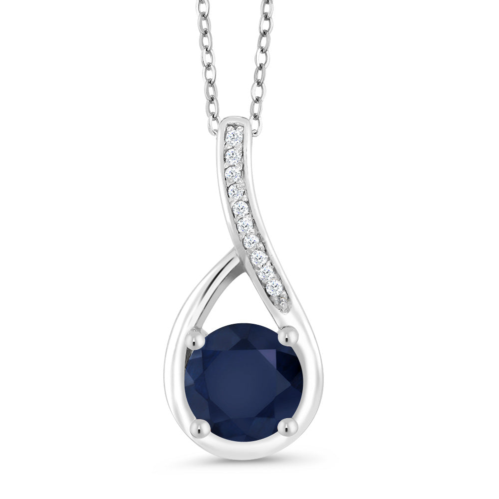 Blue Sapphire - September_Sterling Silver_Pendant in Sterling Silver