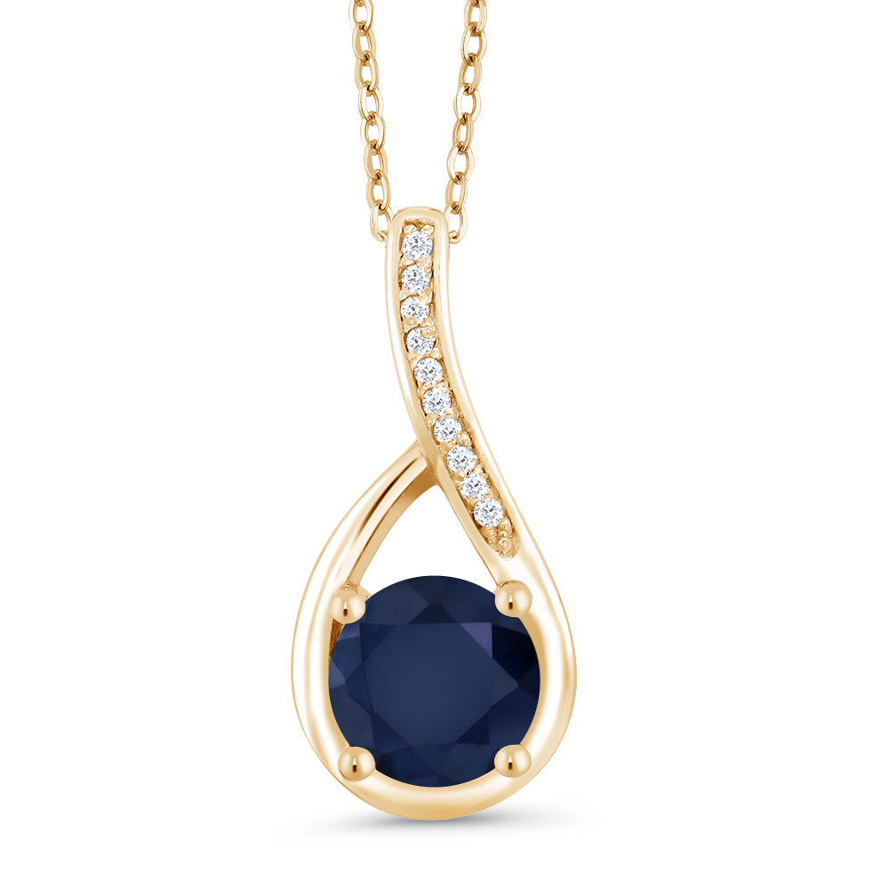 Blue Sapphire - September_Yellow Gold Plated Silver_Pendant in Yellow Gold Plated Silver