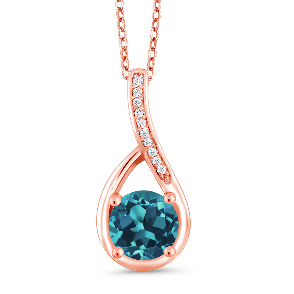 London Blue Topaz - November_Rose Gold Plated Silver_Pendant in Rose Gold Plated Silver