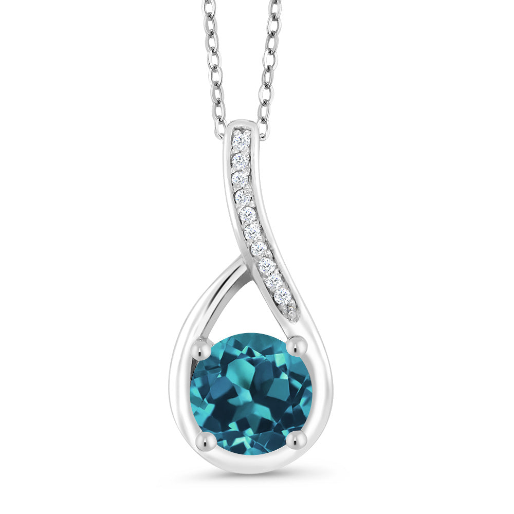 London Blue Topaz - November_Sterling Silver_Pendant in Sterling Silver