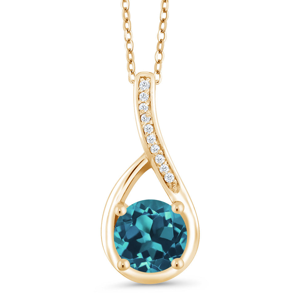 London Blue Topaz - November_Yellow Gold Plated Silver_Pendant in Yellow Gold Plated Silver