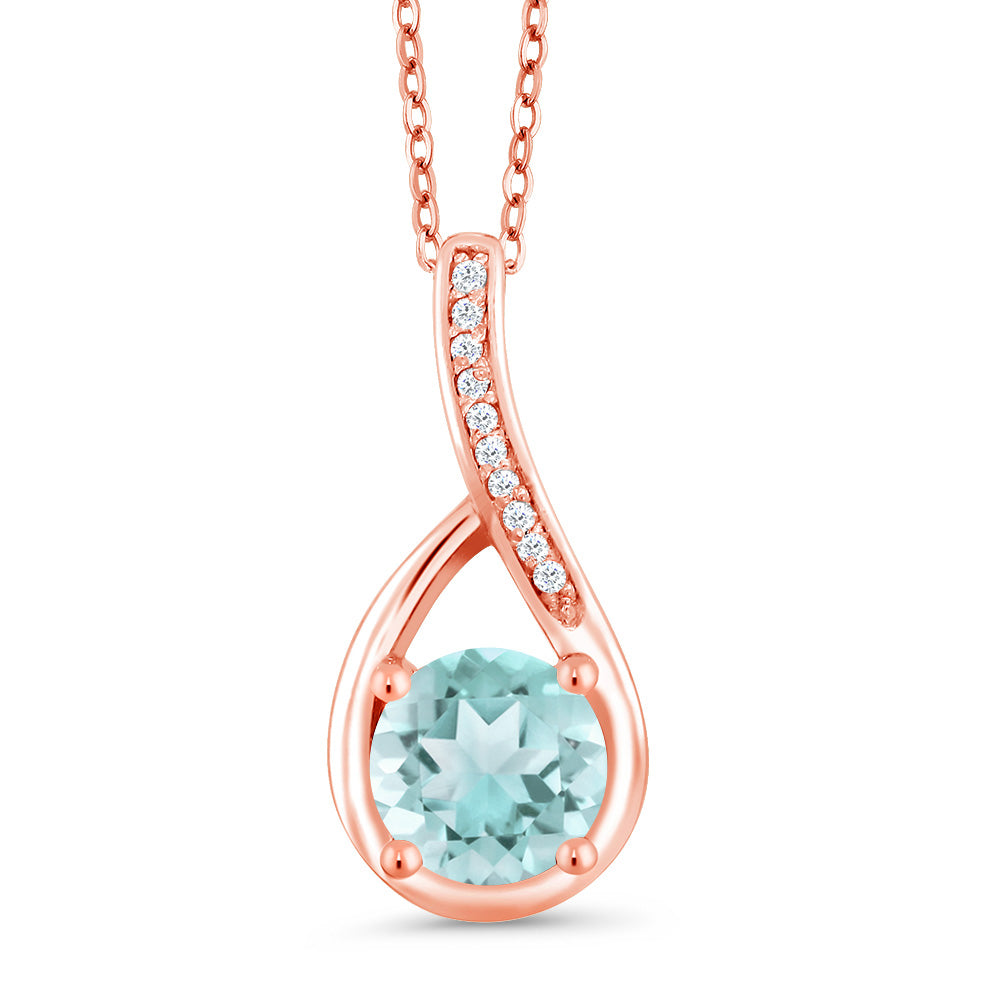 Sky Blue Topaz - November_Rose Gold Plated Silver_Pendant in Rose Gold Plated Silver
