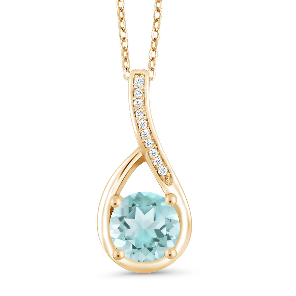 Sky Blue Topaz - November_Yellow Gold Plated Silver_Pendant in Yellow Gold Plated Silver