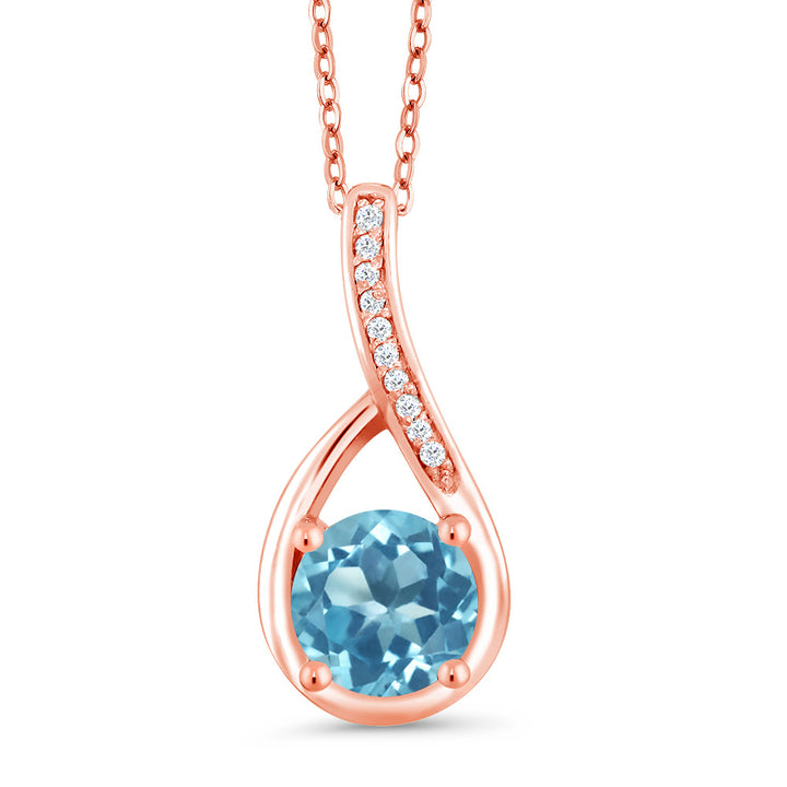 Swiss Blue Topaz - November_Rose Gold Plated Silver